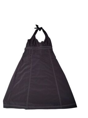Athleta Black Halter A-Line Dress with Contrast Stitching